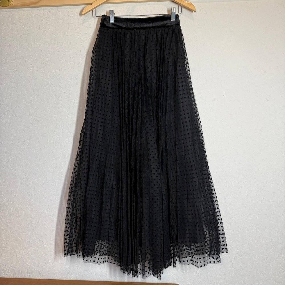 Women's Exquise Tulle Black Polka Dot Maxi Arlo Skirt Size 2 NEW - Picture 9 of 12